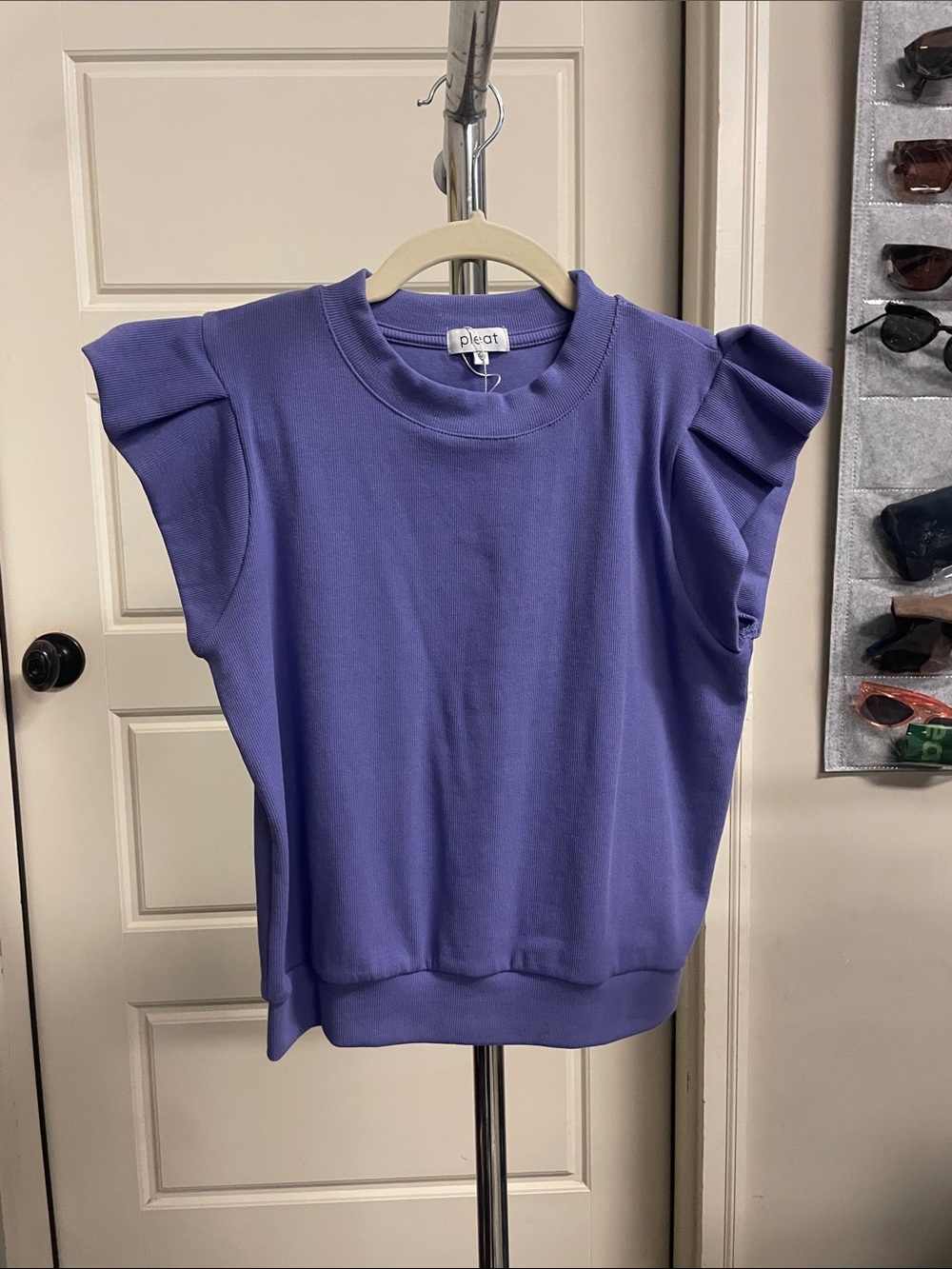 Kids Pleat Purple Ruffle Top